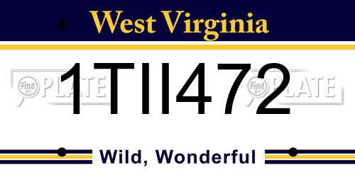 1TII472 West Virginia License Plate