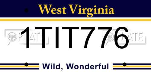 1TIT776 West Virginia License Plate