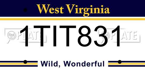 1TIT831 West Virginia License Plate