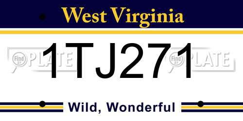 1TJ271 West Virginia License Plate