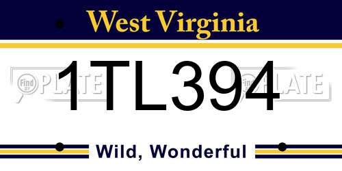 1TL394 West Virginia License Plate