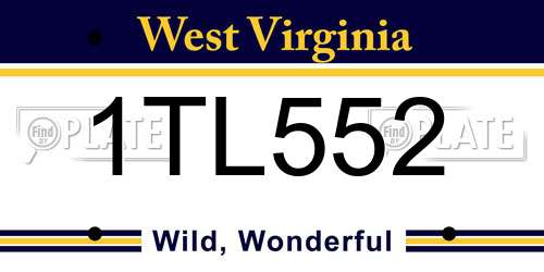1TL552 West Virginia License Plate