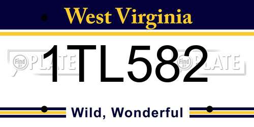 1TL582 West Virginia License Plate