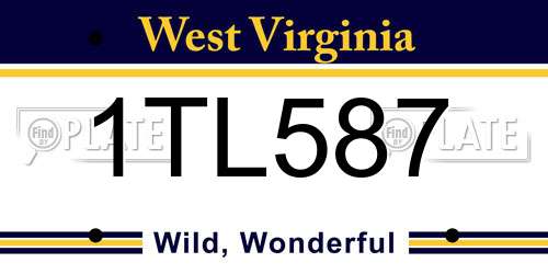 1TL587 West Virginia License Plate