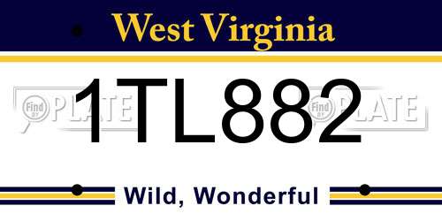 1TL882 West Virginia License Plate