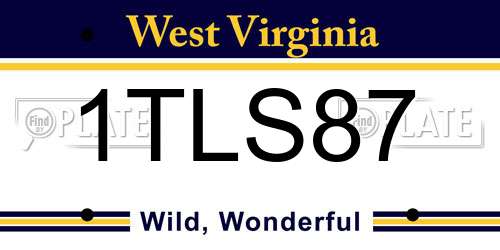 1TLS87 West Virginia License Plate