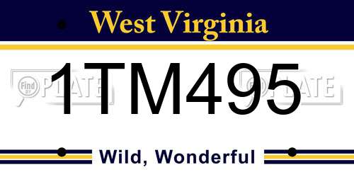 1TM495 West Virginia License Plate