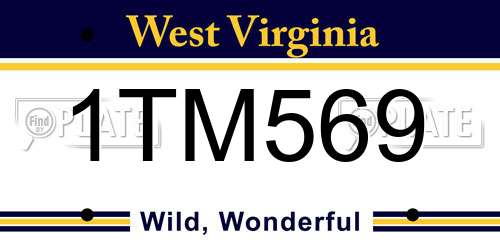 1TM569 West Virginia License Plate