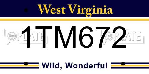 1TM672 West Virginia License Plate