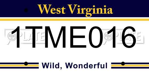 1TME016 West Virginia License Plate