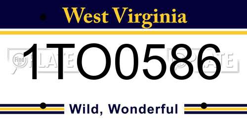 1TO0586 West Virginia License Plate