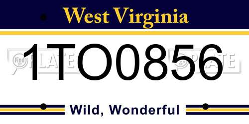 1TO0856 West Virginia License Plate