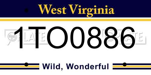 1TO0886 West Virginia License Plate