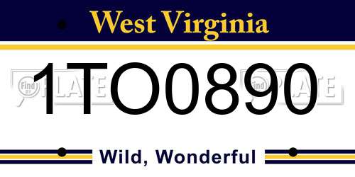 1TO0890 West Virginia License Plate