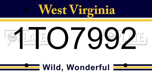 1TO7992 West Virginia License Plate