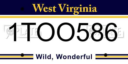 1TOO586 West Virginia License Plate
