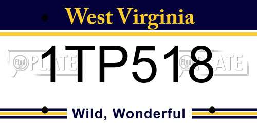 1TP518 West Virginia License Plate