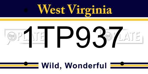 1TP937 West Virginia License Plate
