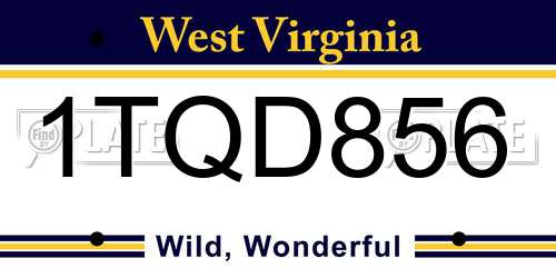 1TQD856 West Virginia License Plate
