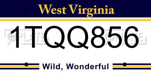 1TQQ856 West Virginia License Plate
