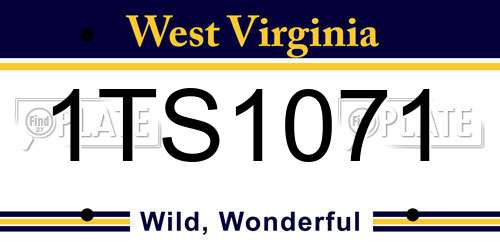 1TS1071 West Virginia License Plate