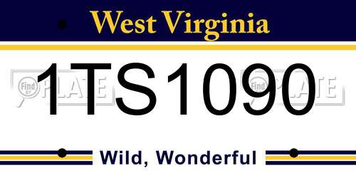 1TS1090 West Virginia License Plate