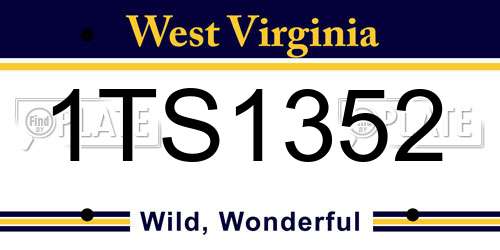1TS1352 West Virginia License Plate