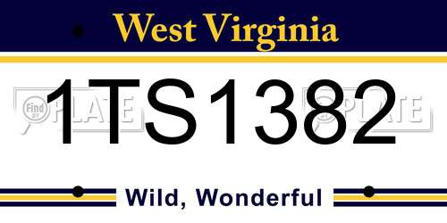 1TS1382 West Virginia License Plate