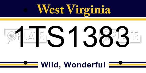 1TS1383 West Virginia License Plate