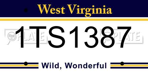 1TS1387 West Virginia License Plate