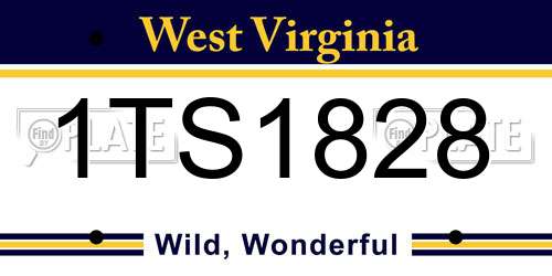 1TS1828 West Virginia License Plate