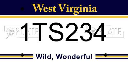 1TS234 West Virginia License Plate
