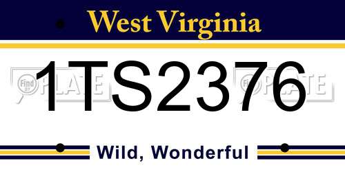 1TS2376 West Virginia License Plate