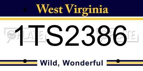1TS2386 West Virginia License Plate