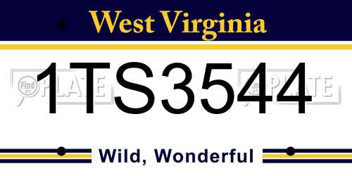 1TS3544 West Virginia License Plate