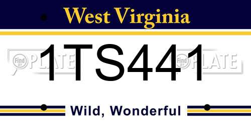 1TS441 West Virginia License Plate