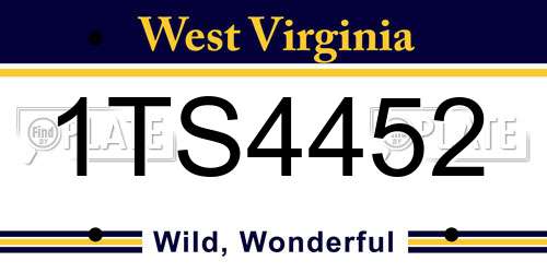 1TS4452 West Virginia License Plate