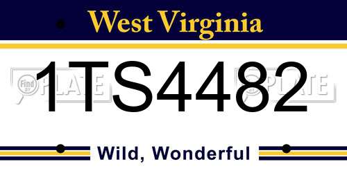 1TS4482 West Virginia License Plate