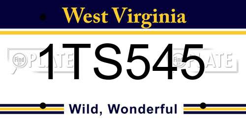 1TS545 West Virginia License Plate