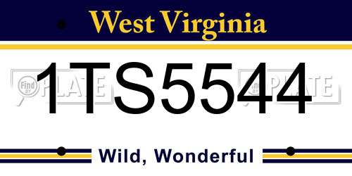 1TS5544 West Virginia License Plate