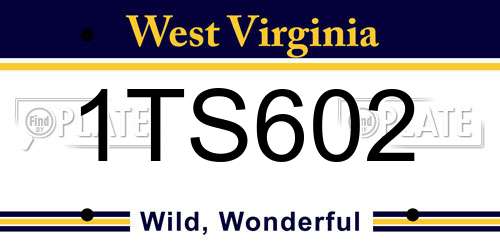 1TS602 West Virginia License Plate