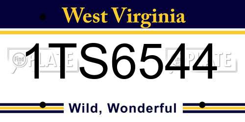 1TS6544 West Virginia License Plate