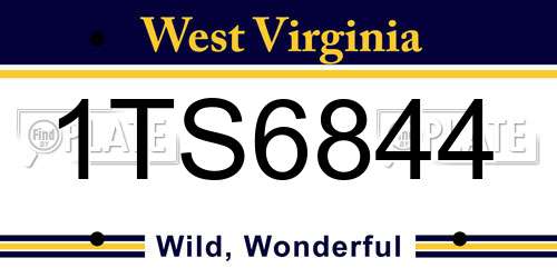 1TS6844 West Virginia License Plate