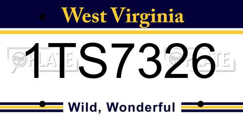 1TS7326 West Virginia License Plate