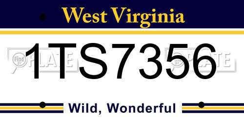 1TS7356 West Virginia License Plate