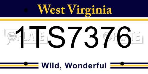 1TS7376 West Virginia License Plate