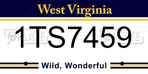 1TS7459 West Virginia License Plate