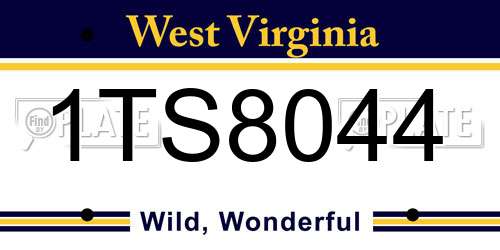 1TS8044 West Virginia License Plate