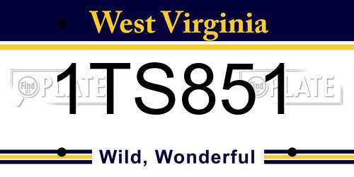 1TS851 West Virginia License Plate