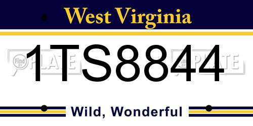 1TS8844 West Virginia License Plate